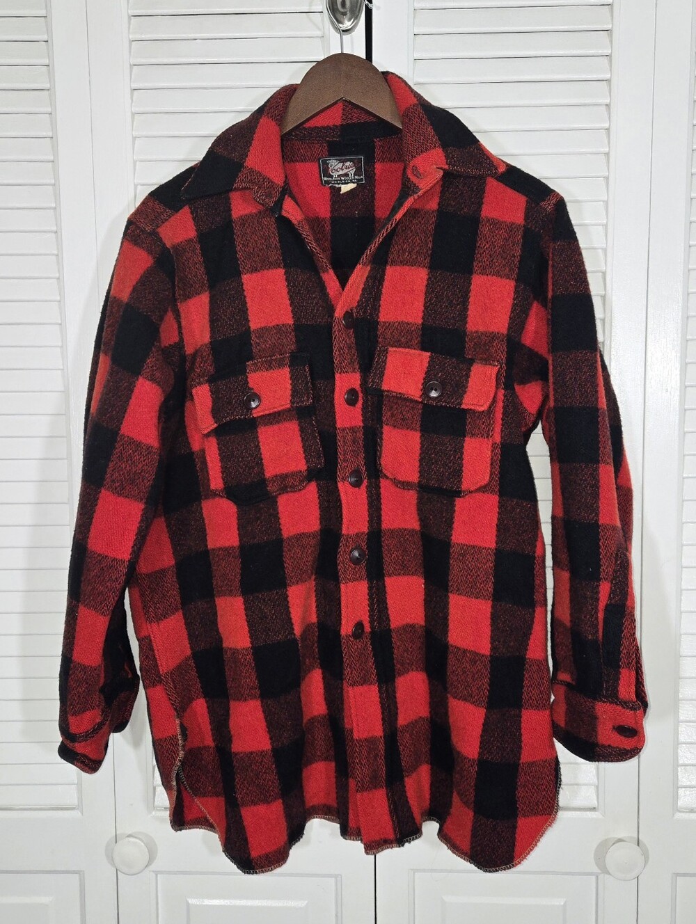 Woolrich Vintage Buffalo Plaid Button Down Checked Pockets Shirt Jacket Sz 16
